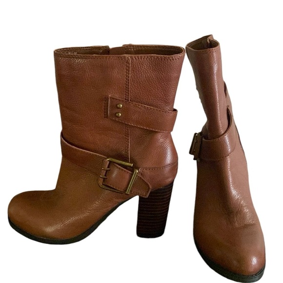 Nine West Shoes - Nine West Women’s Brown Ankle Leather Boots With Buckle Size 7.5